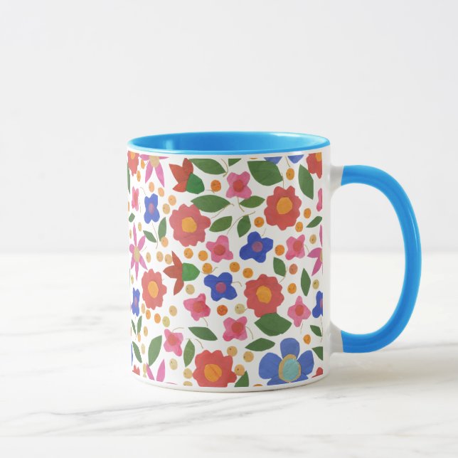 PeopleArt Stil Blommönster på White Mugg (Höger)