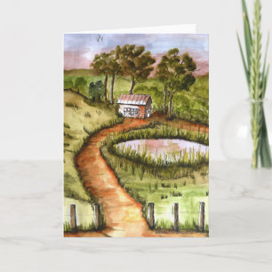 PeopleArt-utskrift, Small Art, Cabin, Skogen, måla Kort