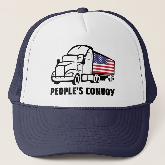 People's Convoy 2022 I Support Truckers American Keps (Framsida)