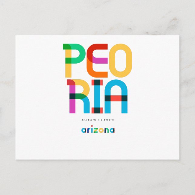 Peoria Arizona Mid Century, Pop Art. Vykort (Framsida)