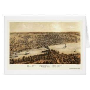 Peoria IL panorama- karta - 1867 Hälsningskort