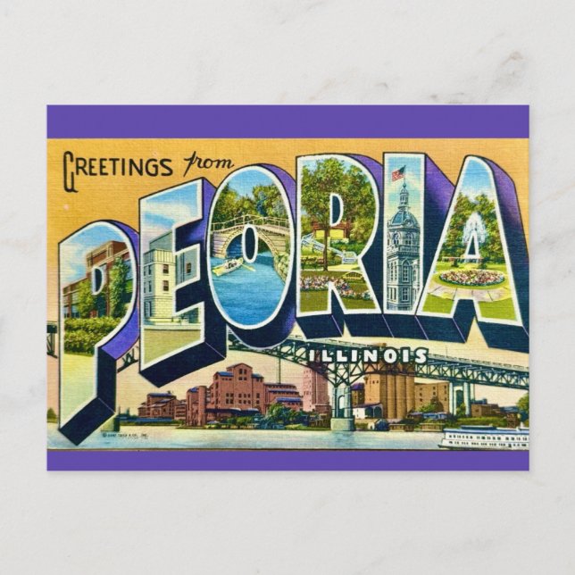 Peoria Illinois Hälsningar vykort (Framsida)