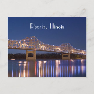 Peoria Illinois Murray Baker Bridge PostCard Vykort
