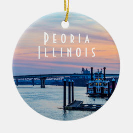 Peoria Illinois vid Sunset Julgransprydnad Keramik