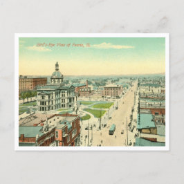 Peoria Illinois vintage Bird's Öga View Vykort