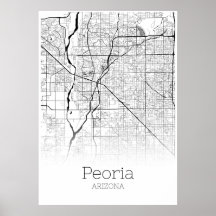Peoria Karta - Arizona - City Karta Poster