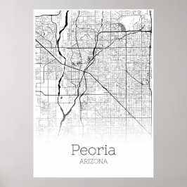 Peoria Karta - Arizona - City Karta Poster