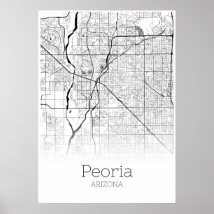 Peoria Karta - Arizona - City Karta Poster