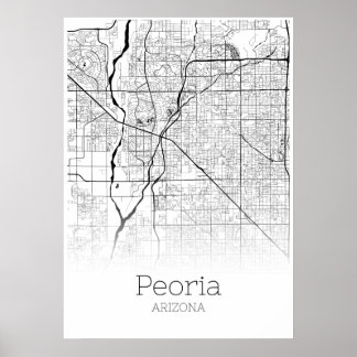 Peoria Karta - Arizona - City Karta Poster