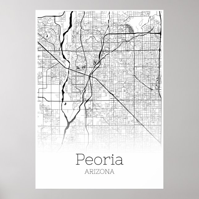 Peoria Karta - Arizona - City Karta Poster (Framsidan)