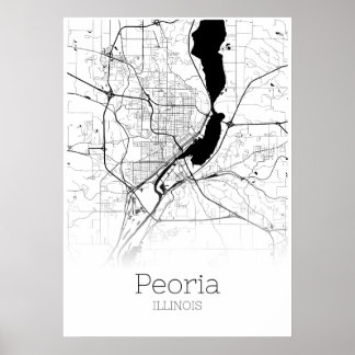 Peoria Karta - Illinois - City Karta Poster