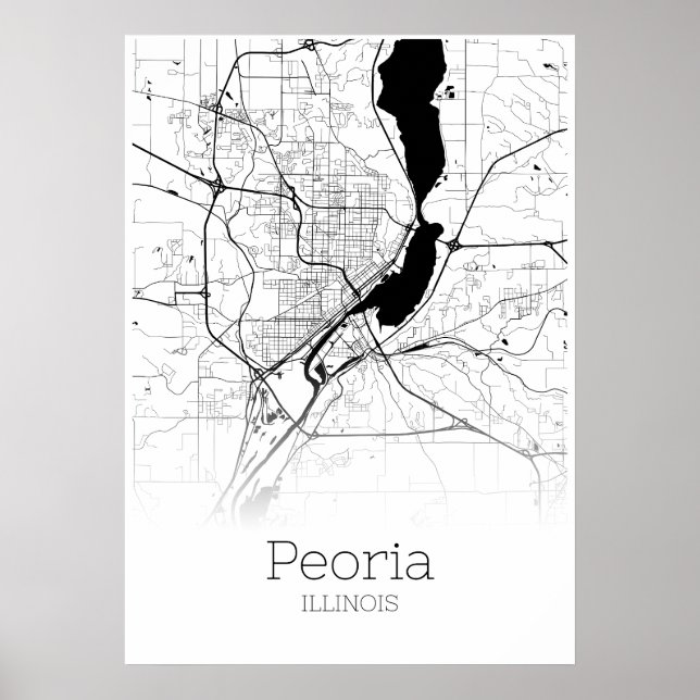 Peoria Karta - Illinois - City Karta Poster (Framsidan)