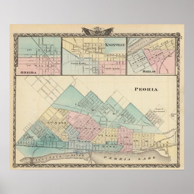 Peoria, Oneida, Knoxville och Dallas Poster (Framsidan)