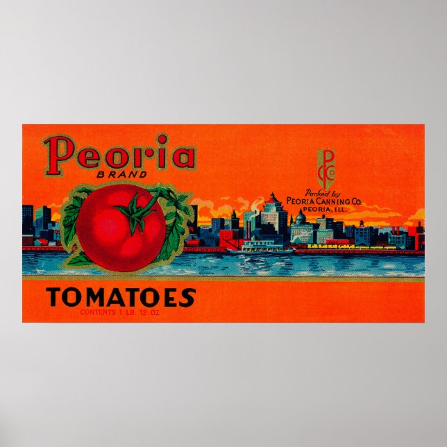 Peoria Tomato LabelPeoria, IL Poster (Framsidan)