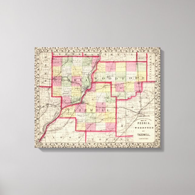 Peoria, Woodford, Tazewell County Canvastryck (Framsida)
