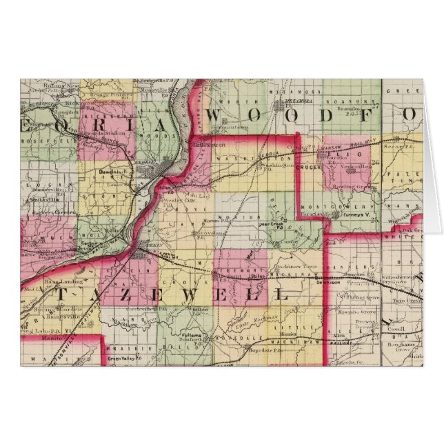 Peoria, Woodford, Tazewell fylken Hälsningskort (Framsidan Horizontal)