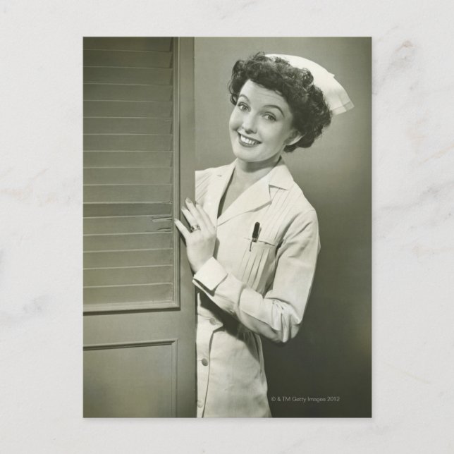 Pepande sjuksköterska vykort (Framsida)