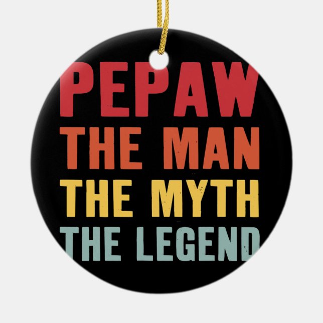Pepaw Mannen Myth Legend Grandpa Life Far Julgransprydnad Keramik (Framsidan)