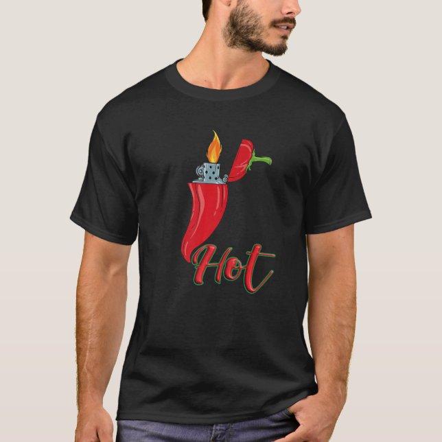 Peperoni med Lighter Chili Pepper Chili T Shirt (Framsida)
