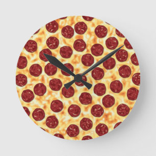 Peperoni Pizza för Pizza Älskare Wall Clock Rund Klocka