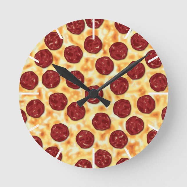 Peperoni Pizza för Pizza Älskare Wall Clock Rund Klocka (Framsida)