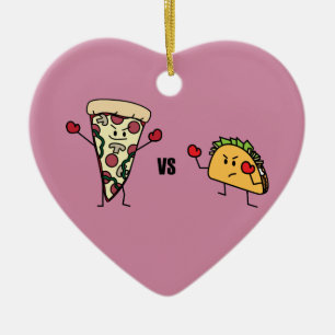 PeperoniPizza VS tacoen: För mexikan italienare Julgransprydnad Keramik