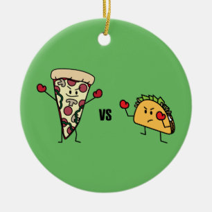 PeperoniPizza VS tacoen: För mexikan italienare Julgransprydnad Keramik