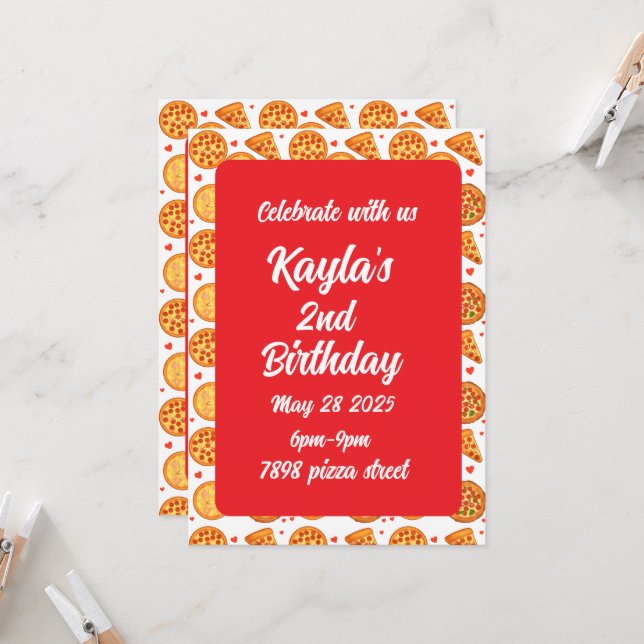 Peperroni,ost och Margherita Pizza Inbjudningar (Fram/Back In Situ)