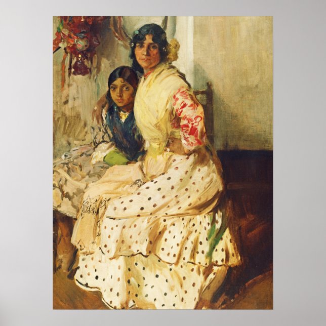 Pepilla och hennes dotter, Joaquín Sorolla  Poster (Framsidan)