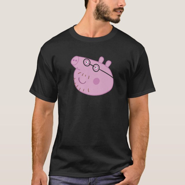 Peppa Pig Happy Daddy Pig Big Face Premium  T Shirt (Framsida)