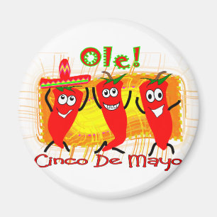 Peppar-Förtjusande Cinco de Mayo 3 dansa chili Magnet