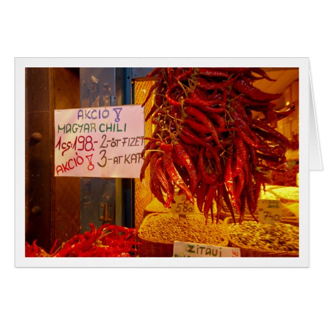 Peppar i storslagen saluhall hälsningskort (Framsidan Horizontal)