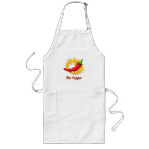 Peppar med Flame Apron Långt Förkläde