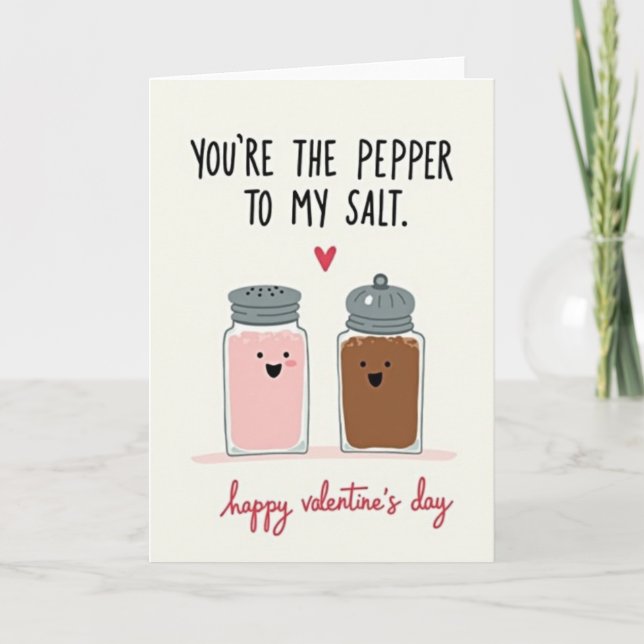 Peppar Till Mitt Salt Valentinskort Kort (Framsida)