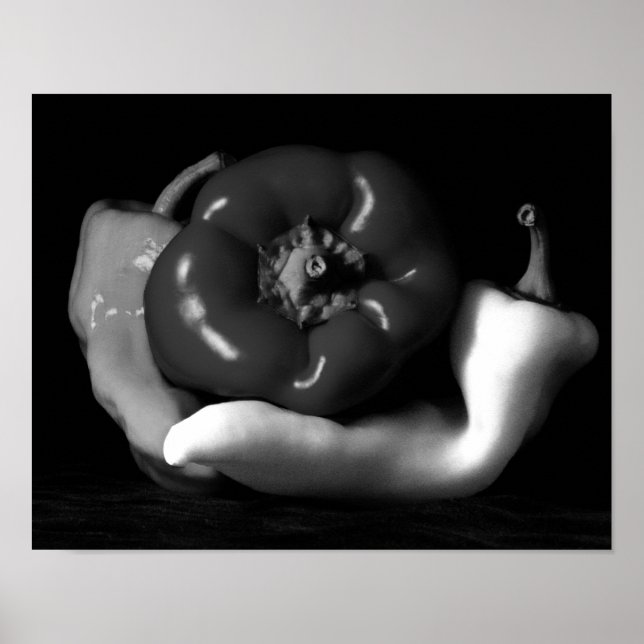 Peppar Trio Närbild Svart-vit Fotografi Poster (Framsidan)