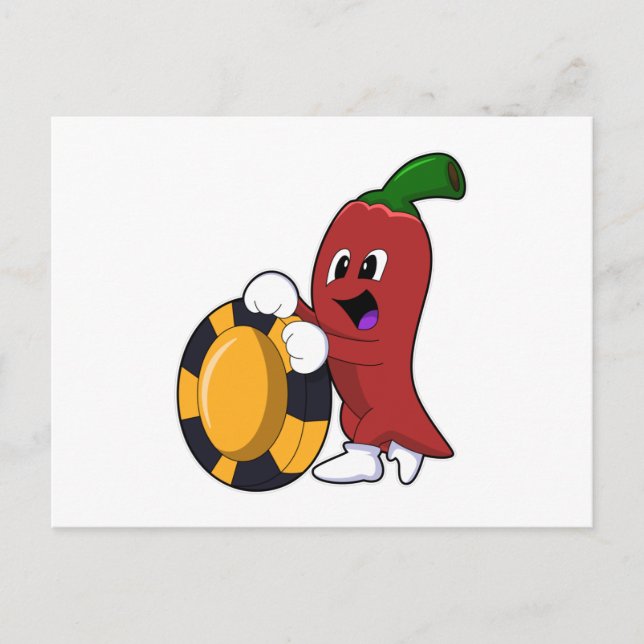 Peppar vid poker med pokermarker vykort (Framsida)