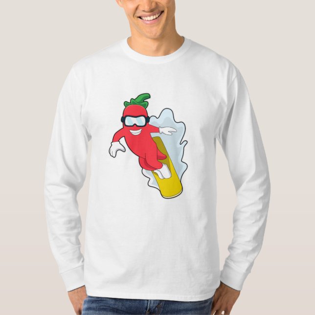 Peppar vid snowboardsjön med snurrbord t shirt (Framsida)