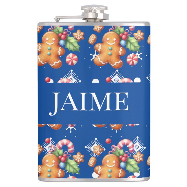 Pepparkak jul Pepparmynta Blå Namn Snö Fickplunta (Framsidan)