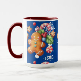 Pepparkak jul Pepparmynta Blå Namn Snö Mugg