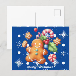 Pepparkak jul Pepparmynta Blå Namn Snö Vykort