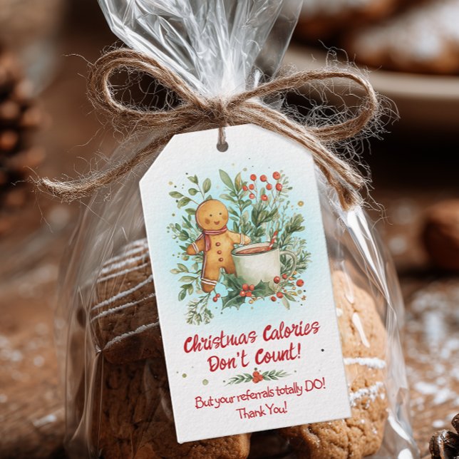 Pepparkak jul stop-by presentetikett (Christmas Referral Thank you Tag for Customers)