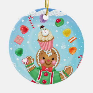 Pepparkaka- och godisprydnad julgransprydnad keramik