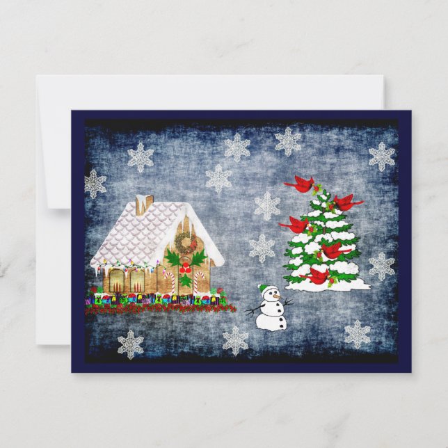 Pepparkakahus i snö inbjudningar (Framsida)