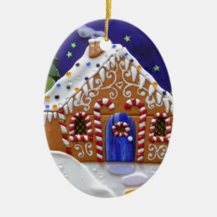 Pepparkakahus Julgransprydnad Keramik
