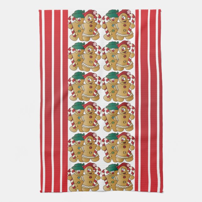 Pepparkakajulen kopplar ihop kökshandduk (Vertikal)
