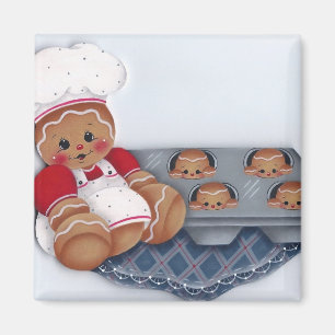 Pepparkakakock och ljust rödbrun muffinmagnet fö magnet
