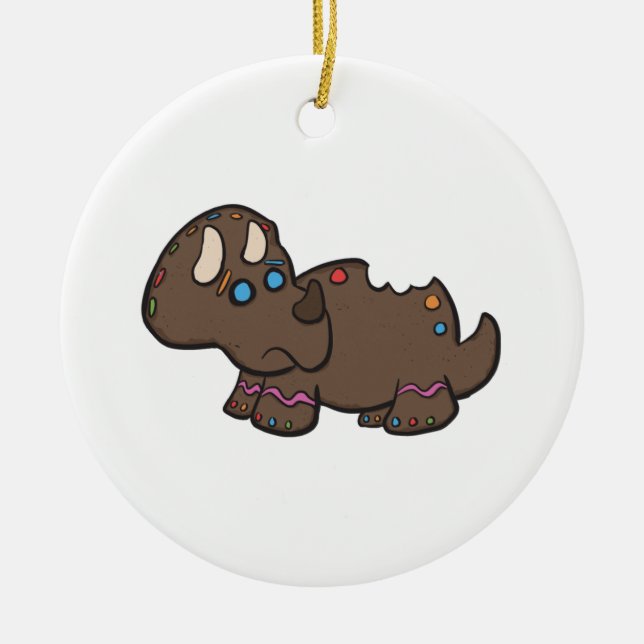 PepparkakaTriceratops Ornamet Julgransprydnad Keramik (Framsidan)