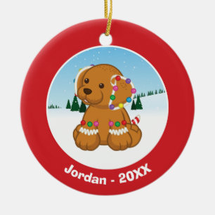 Pepparkakavalp Julgransprydnad Keramik