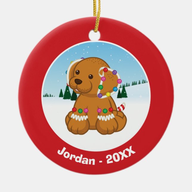 Pepparkakavalp Julgransprydnad Keramik (Framsidan)