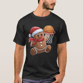 Pepparkakegubbe dunkar basketboll jul t shirt